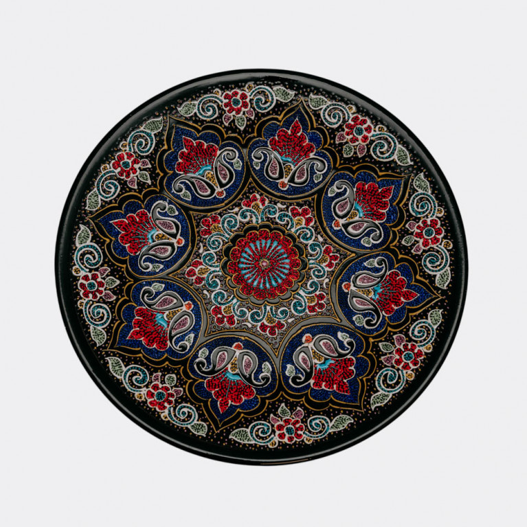 Unique handmade decorative plate from Uzbekistan, 28 cm, drip technique